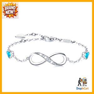 Sterling Silver Infinity Love Charm Bracelet Adjustable Classic Elegant Jewelry